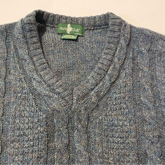 Vintage Hunt Club 100% Wool Twisted Knit Sweater Vest Blue Men's Size L-42/44 - Picture 2 of 11
